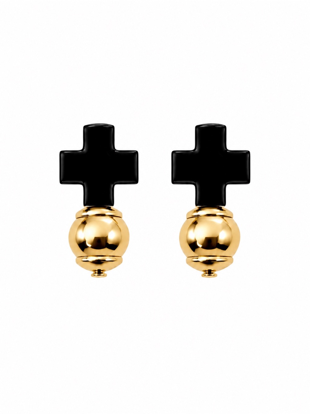 Enewton Signature Black Cross Gold Stud Earrings